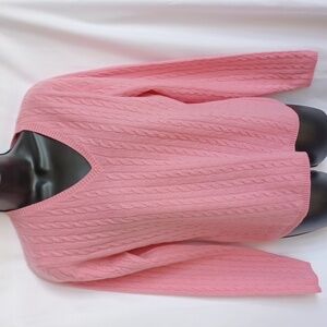 Kirkland 100% cashmere Cable knit sweater Pink, Sz M, 19" PTP, 23"L